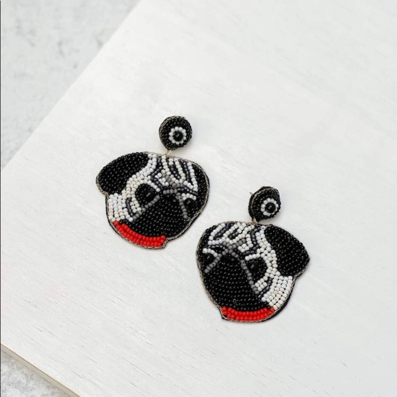 Prep Obsessed Jewelry - Grey Pug Seed Beaded Dangle Earrings